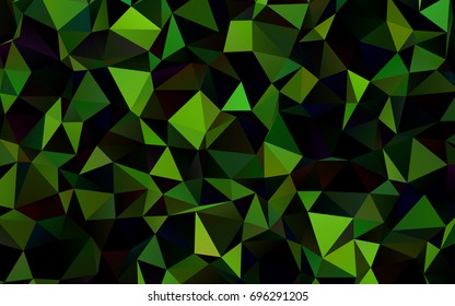 Dark Green vector abstract mosaic template. Shining colored illustration in a brand-new style. The best triangular design for your business.