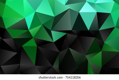 Dark Green vector abstract mosaic background. A sample with polygonal shapes. Brand-new style for your business design.