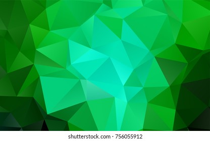 Dark Green vector abstract mosaic template. Modern geometrical abstract illustration with gradient. The best triangular design for your business.