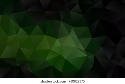 Dark Green vector abstract mosaic pattern. An elegant bright illustration with gradient. The best triangular design for your business.