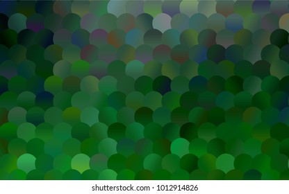 Dark Green vector abstract pattern with circles. Geometry template for your business design. Background with colored spheres.