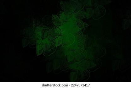 Dark Green vector abstract pattern with flowers. Abstract illustration with flowers in doodles style. New template for your brand book.