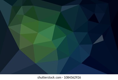 Dark Green vector abstract polygonal pattern with a heart in a centre. Illustration in abstract style with triangles. Best triangular design for your business.