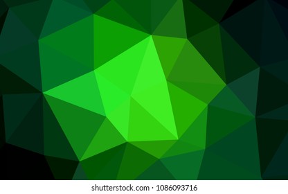 Dark Green vector abstract polygonal pattern. Geometric illustration in Origami style with gradient.  Triangular pattern for your design.