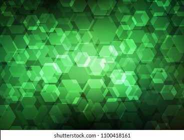 Dark Green vector abstract polygonal pattern. Creative illustration in halftone style with gradient. The best hexagonal design for your business.