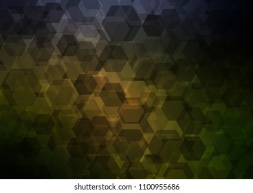Dark Green vector abstract polygonal background. Shining illustration, which consist of hexagons. The best hexagonal design for your business.