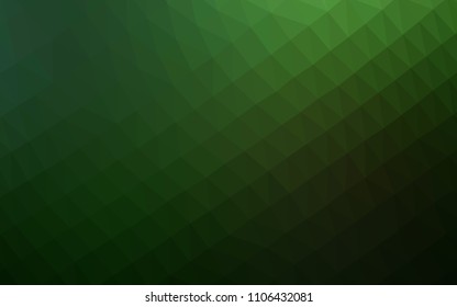 Dark Green vector abstract polygonal cover. Triangular geometric sample with gradient.  The completely new template can be used for your brand book.