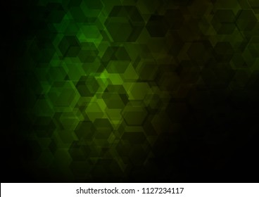 Dark Green vector abstract polygonal template. hexagonal geometric sample with gradient.  A completely new design for your business.