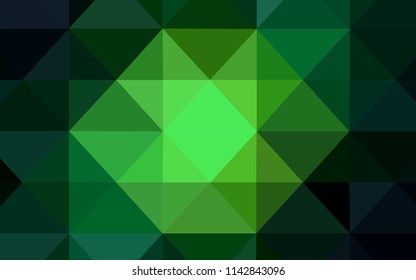 Dark Green vector abstract polygonal template. Creative illustration in halftone style with triangles. Triangular pattern for your business design.