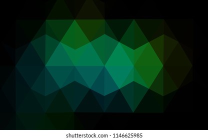 Dark Green vector abstract polygonal template. Creative illustration in halftone style with triangles. Polygonal design for your web site.