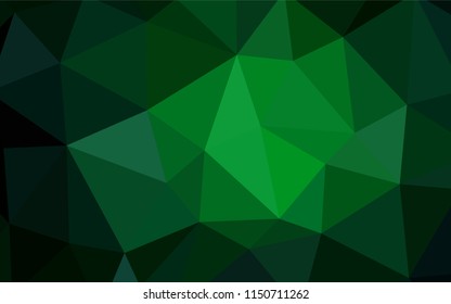 Dark Green vector abstract polygonal template. Modern abstract illustration with triangles. Polygonal design for your web site.