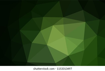 Dark Green vector abstract polygonal layout. Shining illustration, which consist of triangles. The polygonal design can be used for your web site.