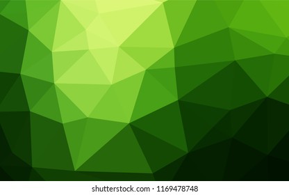 Dark Green vector abstract polygonal layout. Triangular geometric sample with gradient.  A new texture for your design.
