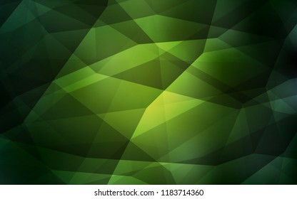 Dark Green vector abstract polygonal template. Shining polygonal illustration, which consist of triangles. Triangular pattern for your design.