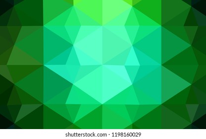 Dark Green vector abstract polygonal background. Triangular geometric sample with gradient.  The template for cell phone's backgrounds.