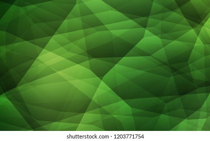 Dark Green vector abstract polygonal template. Shining polygonal illustration, which consist of triangles. Completely new template for your banner.