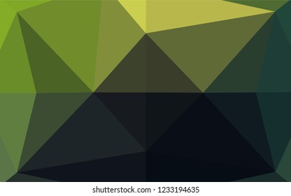 Dark Green vector abstract polygonal texture. Creative illustration in halftone style with gradient. The best triangular design for your business.