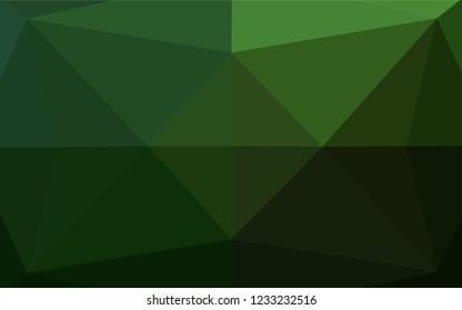 Dark Green vector abstract polygonal texture. Geometric illustration in Origami style with gradient.  The best triangular design for your business.