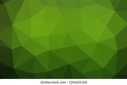 Dark Green vector abstract polygonal texture. Triangular geometric sample with gradient.  Brand new style for your business design.