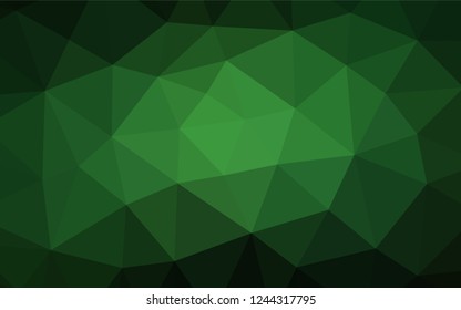 Dark Green vector abstract polygonal cover. An elegant bright illustration with gradient. The best triangular design for your business.