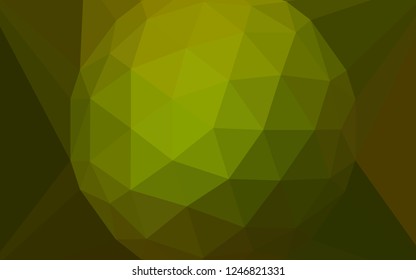 Dark Green vector abstract polygonal background with a gem in a centre. Triangular geometric sample with gradient.  New template for your brand book.