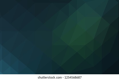 Dark Green vector abstract polygonal layout. An elegant bright illustration with gradient. Triangular pattern for your business design.