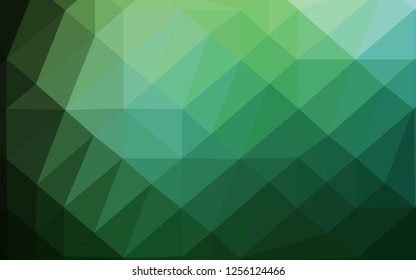 Dark Green vector abstract polygonal texture. Triangular geometric sample with gradient.  Brand new style for your business design.