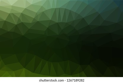 Dark Green vector abstract polygonal texture. Creative illustration in halftone style with gradient. Brand new style for your business design.