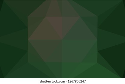 Dark Green vector abstract polygonal cover. Triangular geometric sample with gradient.  The completely new template can be used for your brand book.