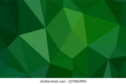 Dark Green vector abstract polygonal background. Shining colorful illustration with triangles. Completely new template for your banner.