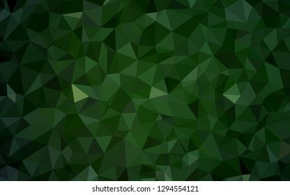 Dark Green vector abstract polygonal background. Triangular geometric sample with gradient.  Triangular pattern for your design.