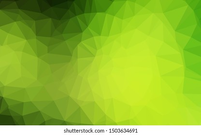 Dark Green vector abstract polygonal cover. Triangular geometric sample with gradient.  The best triangular design for your business.