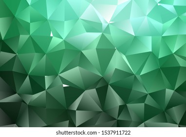 Dark Green vector abstract polygonal texture. Shining illustration, which consist of triangles. The best triangular design for your business.