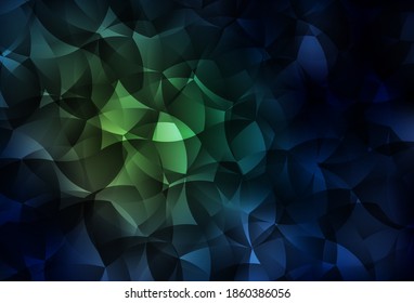 Dark Green vector abstract polygonal background. Triangular geometric sample with gradient.  Triangular pattern for your design.