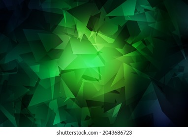 Dark Green vector abstract polygonal pattern. Shining polygonal illustration, which consist of triangles. Polygonal design for your web site.