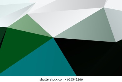 Dark Green vector abstract polygonal template. Shining illustration, which consist of triangles. Triangular pattern for your business design.