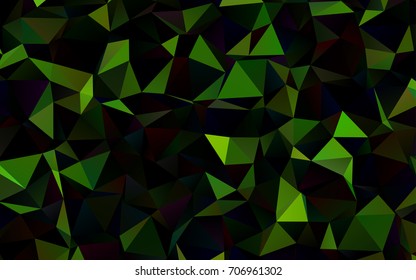 Dark Green vector abstract polygonal background. Triangular geometric sample with gradient.  The best triangular design for your business.