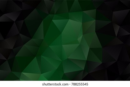 Dark Green vector abstract polygonal template. Shining illustration, which consist of triangles. A completely new template for your business design.