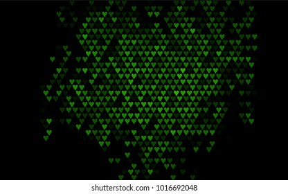 Dark Green vector abstract small hearts on white background. Template for valentine day with sweet, romantic concept. Amazing pattern for your design, banner, leaflet.