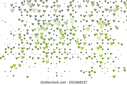 Dark Green vector abstract small hearts on white background. Template for valentine day with sweet, romantic concept. Amazing pattern for your design, banner, leaflet.