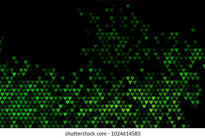 Dark Green vector abstract small hearts on white background. Template for valentine day with sweet, romantic concept. Amazing pattern for your design, banner, leaflet.