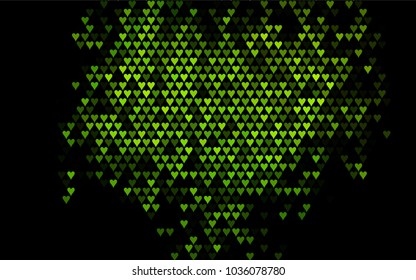 Dark Green vector abstract small hearts on white background. Template for valentine day with sweet, romantic concept. Amazing pattern for your design, banner, leaflet.