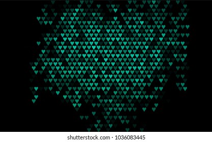 Dark Green vector abstract small hearts on white background. Template for valentine day with sweet, romantic concept. Amazing pattern for your design, banner, leaflet.