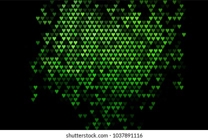 Dark Green vector abstract small hearts on white background. Template for valentine day with sweet, romantic concept. Amazing pattern for your design, banner, leaflet.
