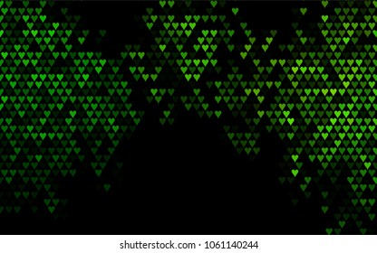 Dark Green vector abstract small hearts on white background. Template for valentine day with sweet, romantic concept. Amazing pattern for your design, banner, leaflet.
