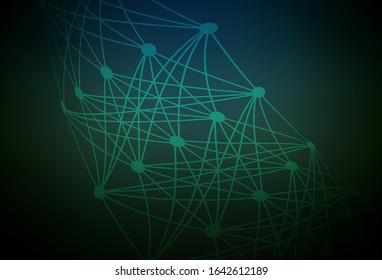 Dark Green vector backdrop with artificial intelligence data. Abstract illustration with links and dots of AI. Smart design for promotion of bid data.