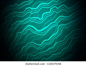 Dark Green vector backdrop with bent lines. A vague circumflex abstract illustration with gradient. Marble design for your web site.
