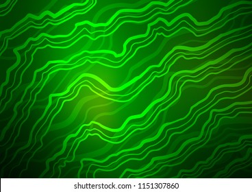 Dark Green vector backdrop with bent lines. Colorful illustration in abstract marble style with gradient. Brand new design for your ads, poster, banner.