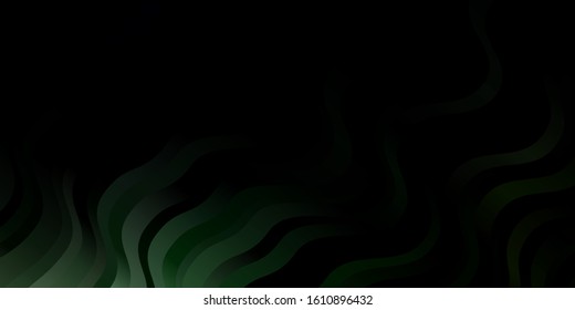 Dark Green vector backdrop with bent lines. Illustration in halftone style with gradient curves. Best design for your posters, banners.