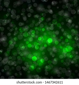 Dark Green vector backdrop with circles. Abstract illustration with colorful spots in nature style. Pattern for business ads.